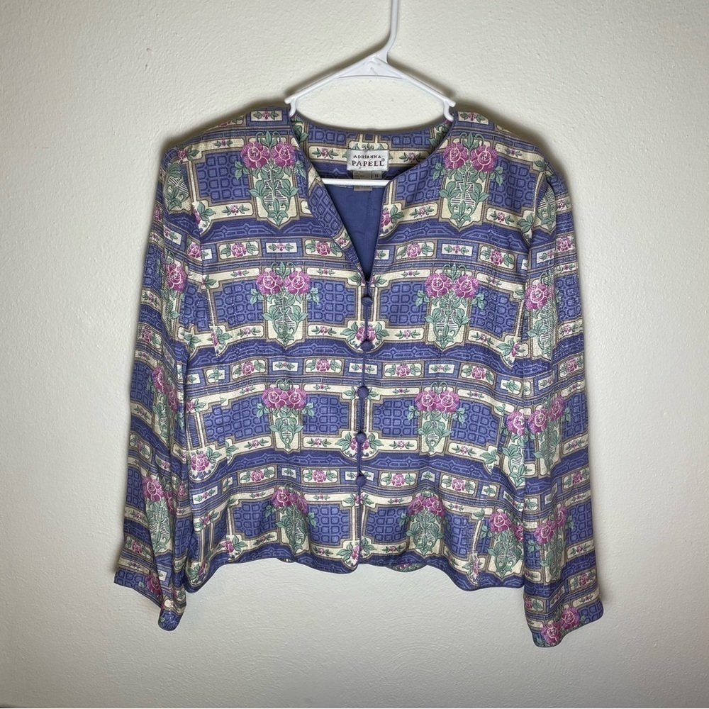 Adrianna Papell Vintage Silk Floral Blazer